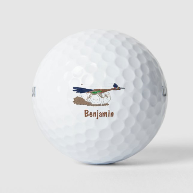 Pelotas De Golf Ilustracion de pájaro personalizado de pista diver (Anverso)