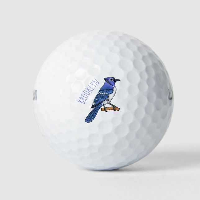 Pelotas De Golf Ilustracion de personalizado de ave azul jay (Anverso)
