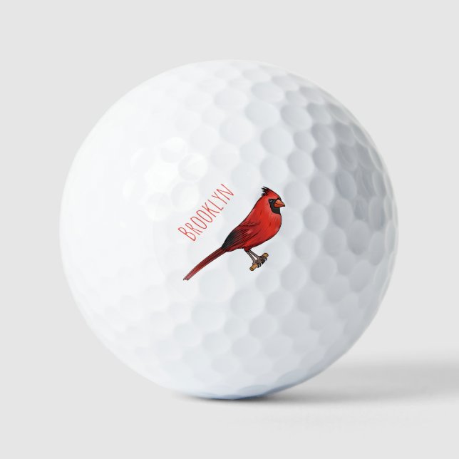 Pelotas De Golf Ilustracion de personalizado de aves cardinales de (Anverso)