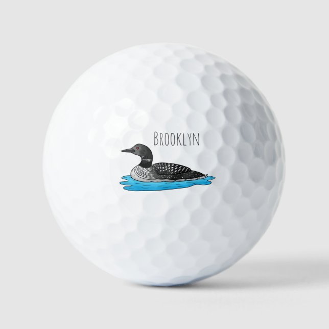 Pelotas De Golf Ilustracion de personalizado de aves de Loon (Anverso)