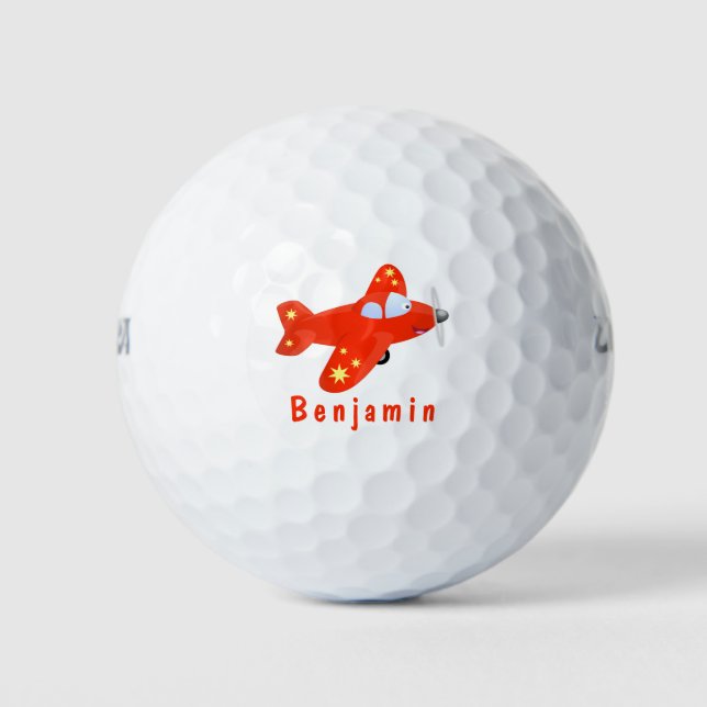 Pelotas De Golf Ilustracion de personalizado de avión rojo con vue (Anverso)