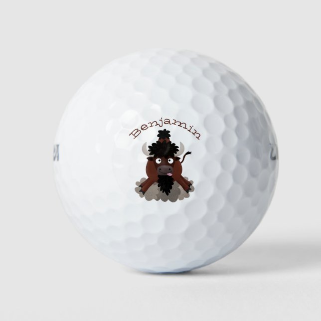 Pelotas De Golf Ilustracion de personalizado de bisontes búfalos d (Anverso)