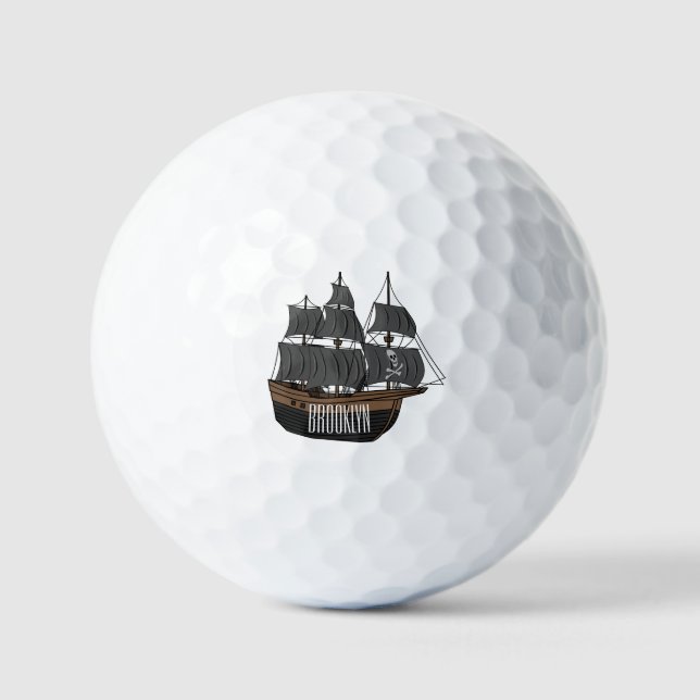 Pelotas De Golf Ilustracion de personalizado de buques piratas (Anverso)