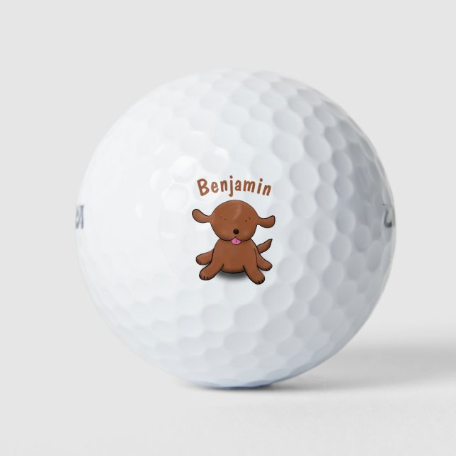 Pelotas De Golf Ilustracion de personalizado de cachorro alegre (Anverso)