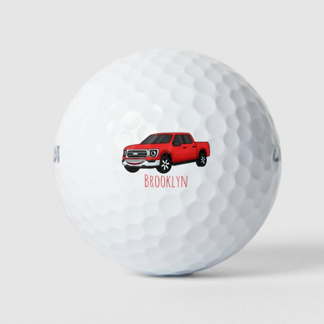 Pelotas De Golf Ilustracion de personalizado de camioneta roja (Anverso)