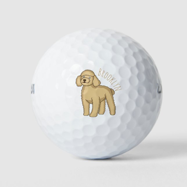 Pelotas De Golf Ilustracion de personalizado de caniche marrón fel (Anverso)