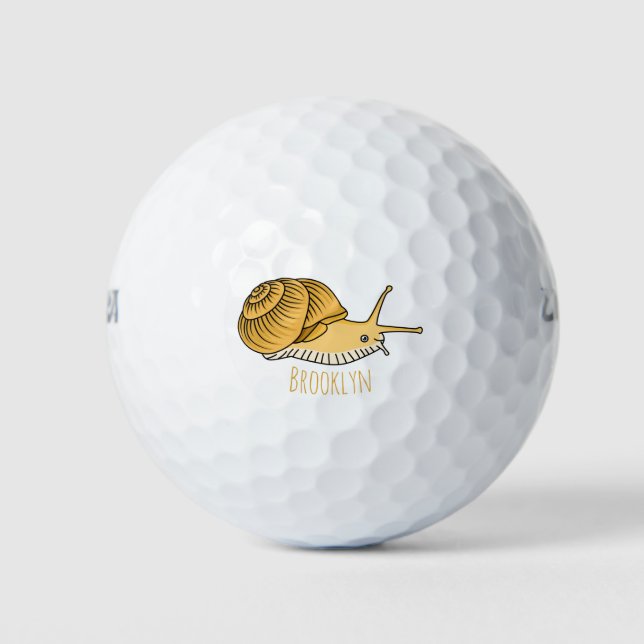 Pelotas De Golf Ilustracion de personalizado de caracol amarillo (Anverso)