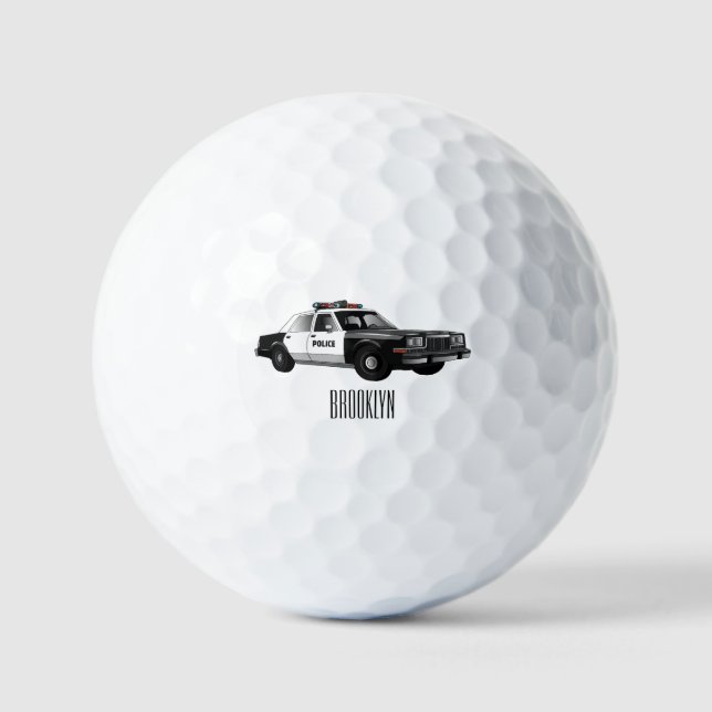 Pelotas De Golf Ilustracion de personalizado de coches de policía (Anverso)