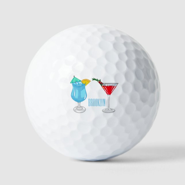 Pelotas De Golf Ilustracion de personalizado de cócteles (Anverso)