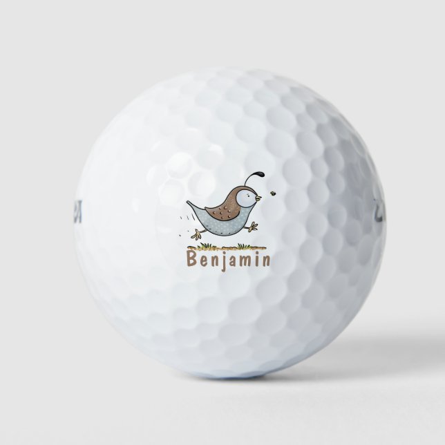 Pelotas De Golf Ilustracion de personalizado de codorniz de califo (Anverso)