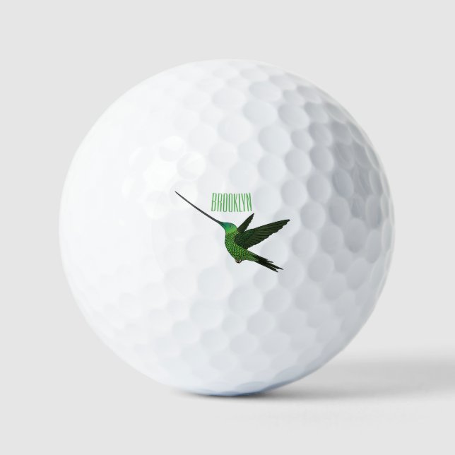 Pelotas De Golf Ilustracion de personalizado de colibrí con moto d (Anverso)