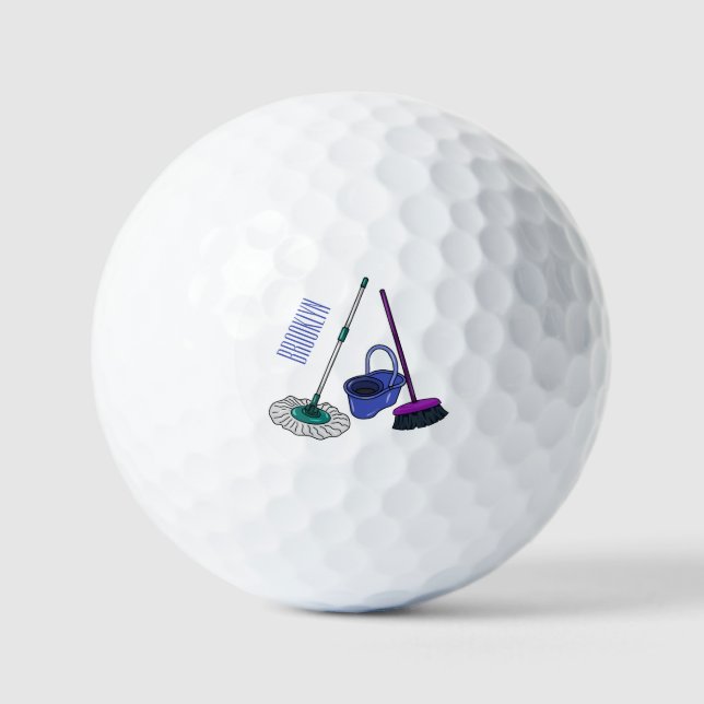 Pelotas De Golf Ilustracion de personalizado de escobas y mopas (Anverso)