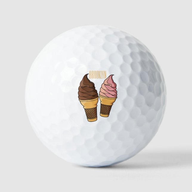 Pelotas De Golf Ilustracion de personalizado de helado de cono (Anverso)