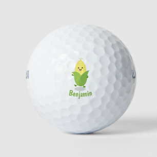 Pelotas De Golf Ilustracion de personalizado de maíz feliz