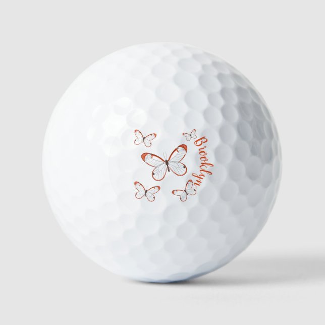 Pelotas De Golf Ilustracion de personalizado de mariposa de vidrio (Anverso)