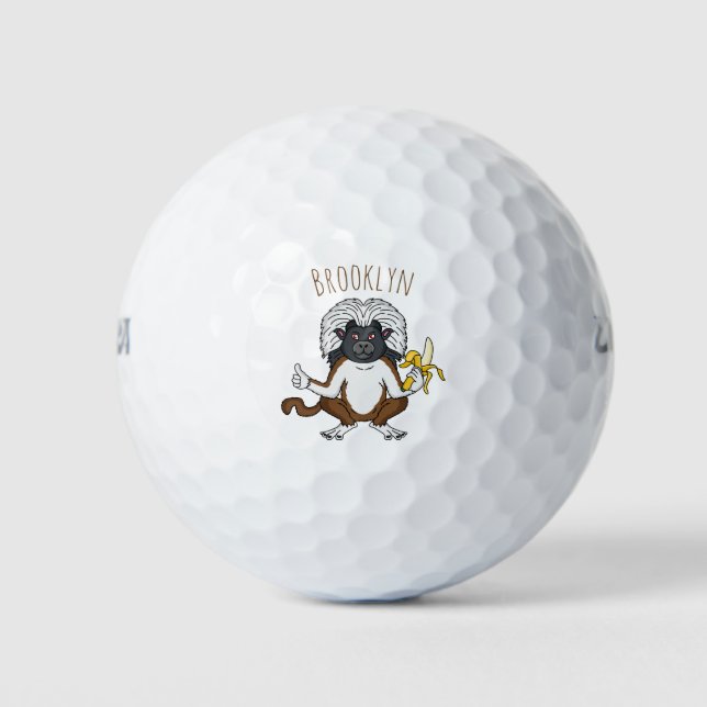 Pelotas De Golf Ilustracion de personalizado de mono Tamarin Top d (Anverso)