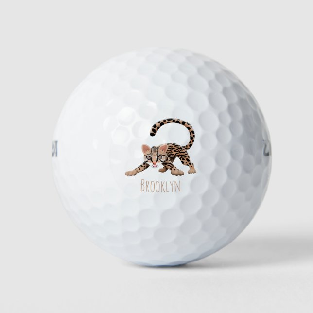 Pelotas De Golf Ilustracion de personalizado de ocelot de Cute (Anverso)