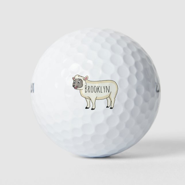 Pelotas De Golf Ilustracion de personalizado de ovejas alegres (Anverso)