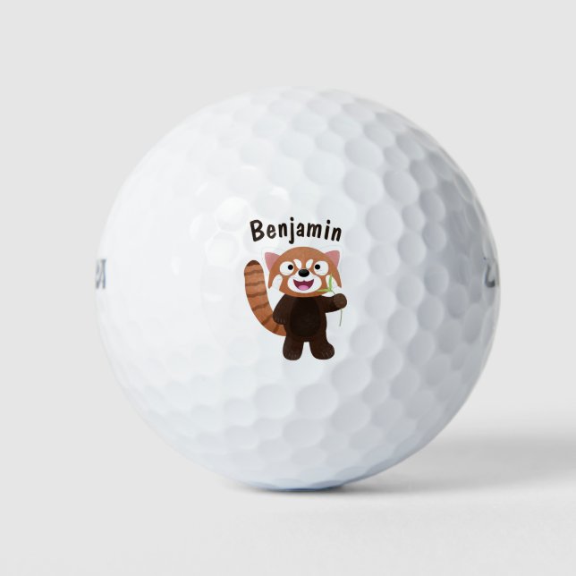 Pelotas De Golf Ilustracion de personalizado de panda rojo (Anverso)