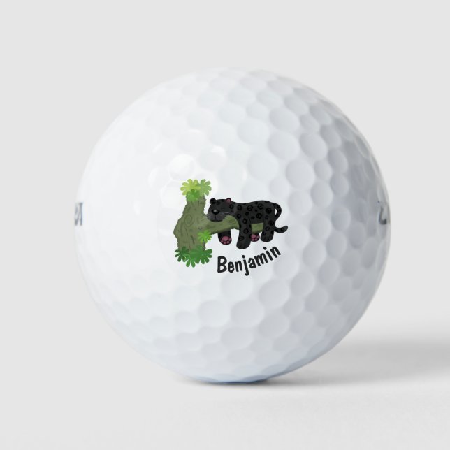 Pelotas De Golf Ilustracion de personalizado de pantera negra de j (Anverso)