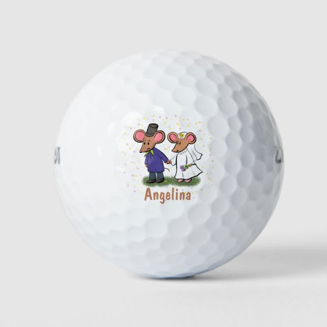 Pelotas De Golf Ilustracion de personalizado de pareja de ratones (Anverso)
