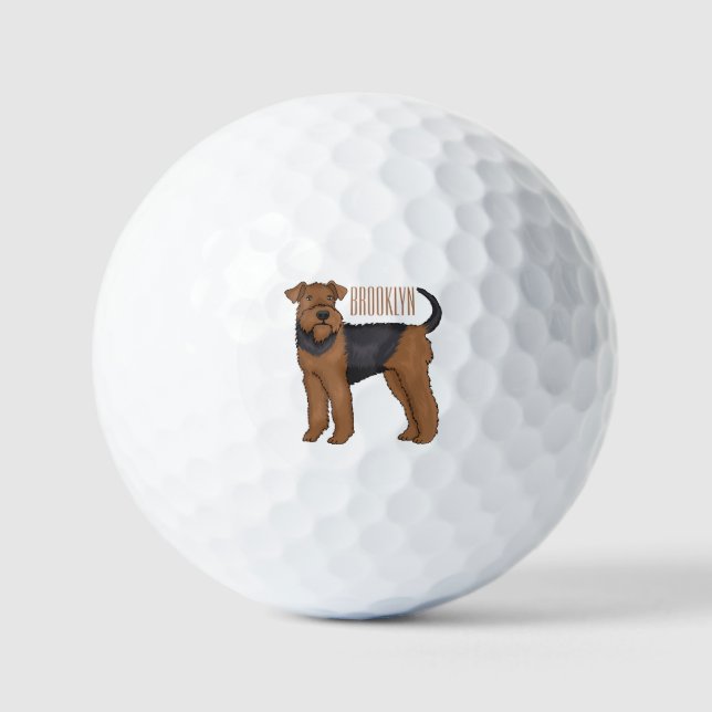 Pelotas De Golf Ilustracion de personalizado de perro Airedale ter (Anverso)