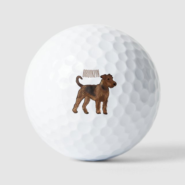 Pelotas De Golf Ilustracion de personalizado de perro Airedale ter (Anverso)