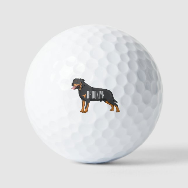 Pelotas De Golf Ilustracion de personalizado de perro de Rottweile (Anverso)