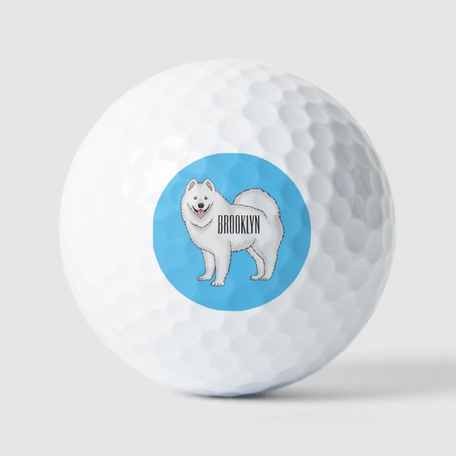 Pelotas De Golf Ilustracion de personalizado de perro de Samoyed (Anverso)