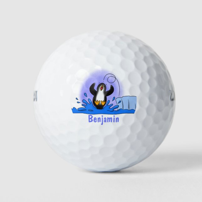 Pelotas De Golf Ilustracion de personalizado de pingüino puenteado (Anverso)