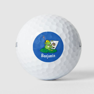Pelotas De Golf Ilustracion de personalizado de rana verde lindo