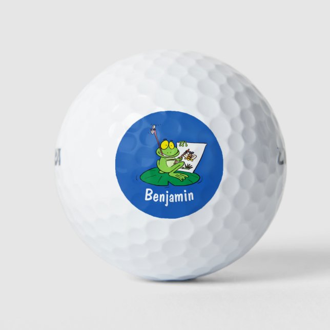 Pelotas De Golf Ilustracion de personalizado de rana verde lindo (Anverso)