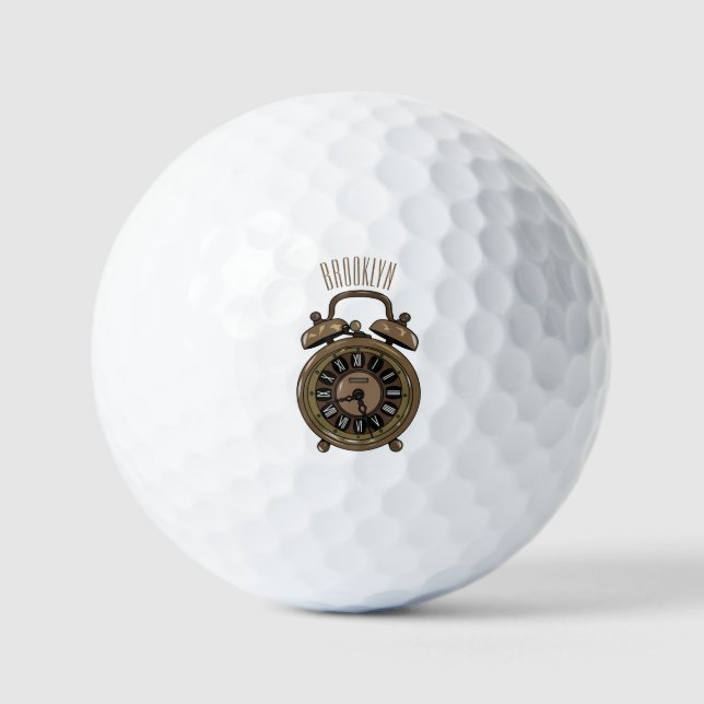 Pelotas De Golf Ilustracion de personalizado de reloj de alarma (Anverso)
