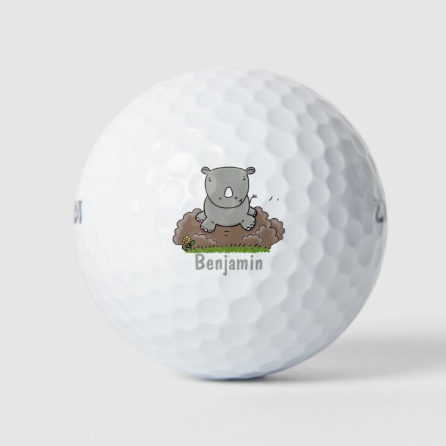 Pelotas De Golf Ilustracion de personalizado de rinocerontes (Anverso)