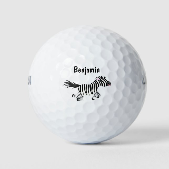 Pelotas De Golf Ilustracion de personalizado de zebra graciosa (Anverso)