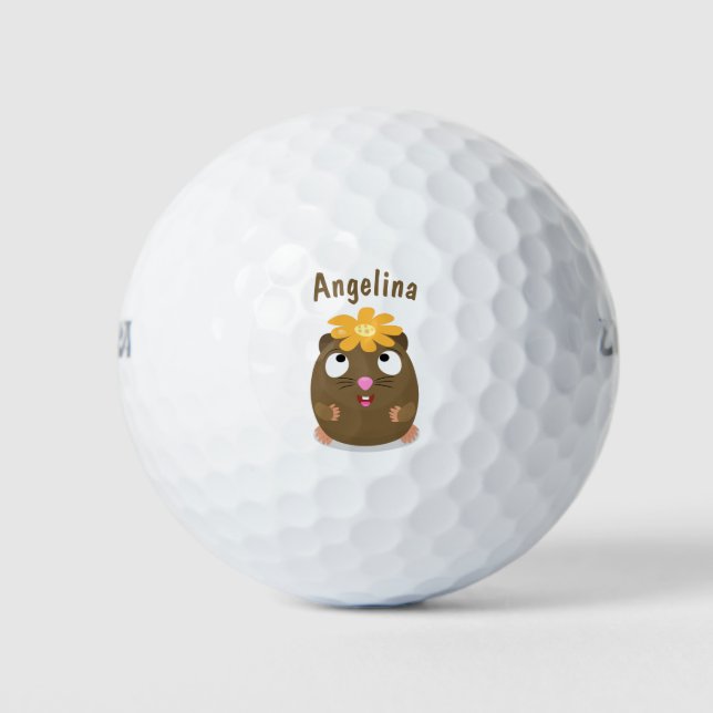 Pelotas De Golf Ilustracion de personalizado feliz de conejillo de (Anverso)