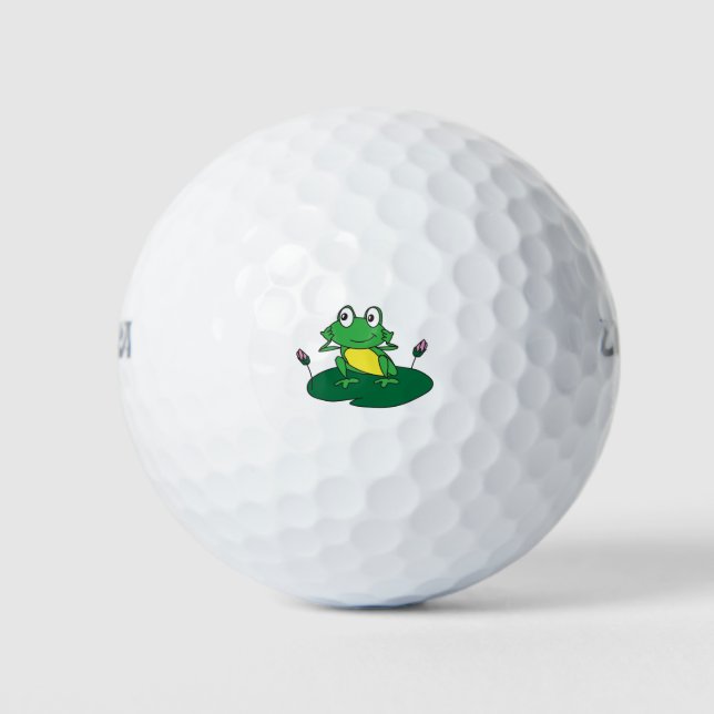 Pelotas De Golf Ilustracion de rana verde (Anverso)