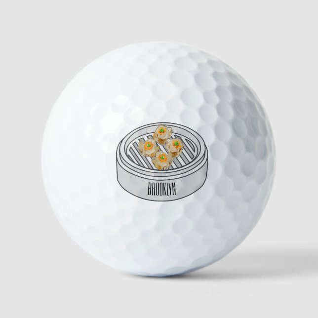 Pelotas De Golf Ilustracion de Shumai dim sum personalizado (Anverso)