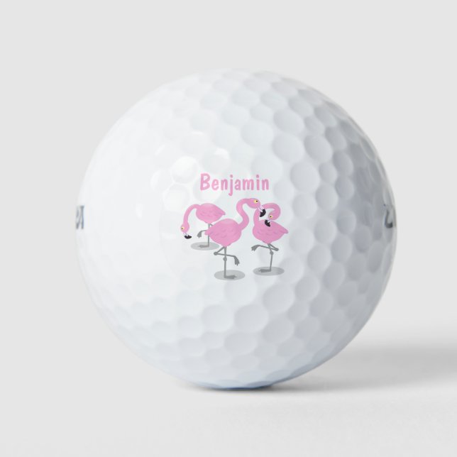 Pelotas De Golf Ilustracion de trío de flamingo rosado (Anverso)