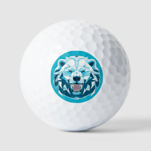 Pelotas De Golf Ilustración Geométrica de Oso Polar Feroz