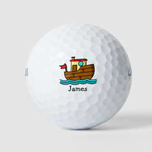 Pelotas De Golf Ilustración Personalizada de Barco de Dibujos Anim