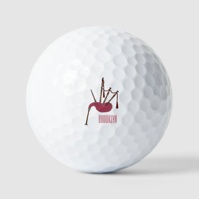 Pelotas De Golf Ilustracion personalizado Bagpipes (Anverso)