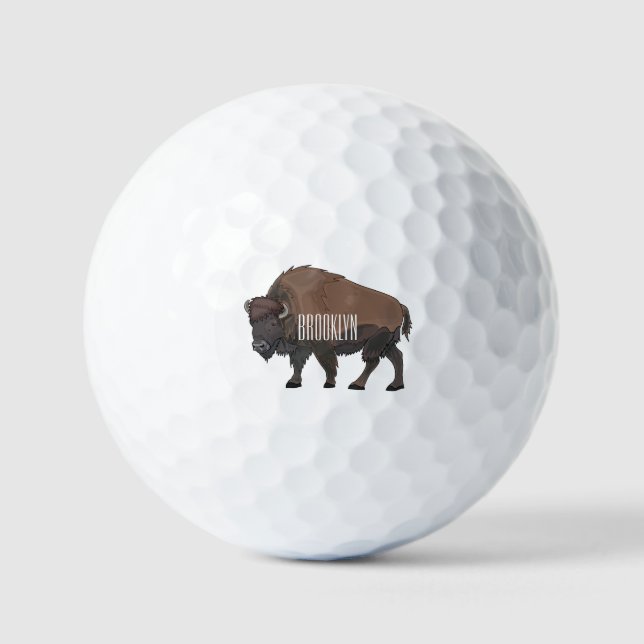 Pelotas De Golf Ilustracion personalizado Bison (Anverso)