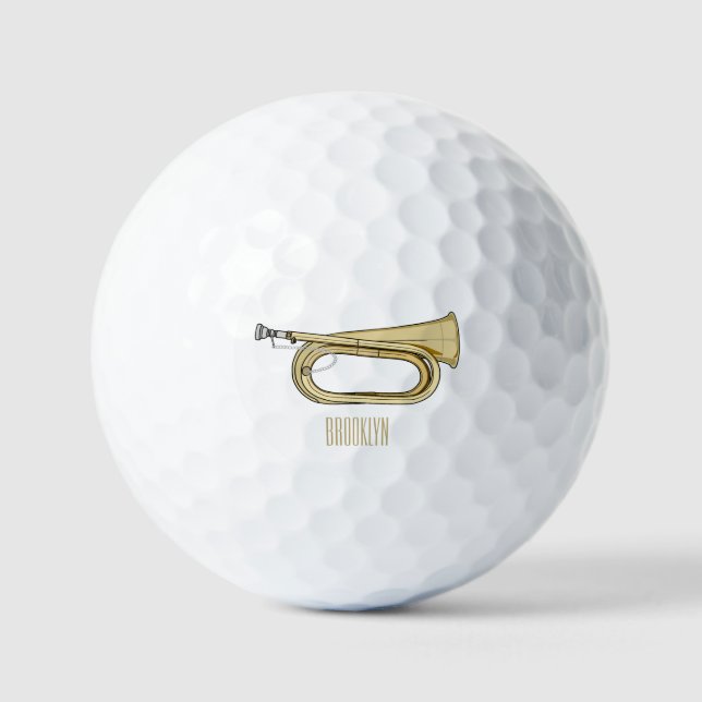 Pelotas De Golf Ilustracion personalizado Bugle (Anverso)