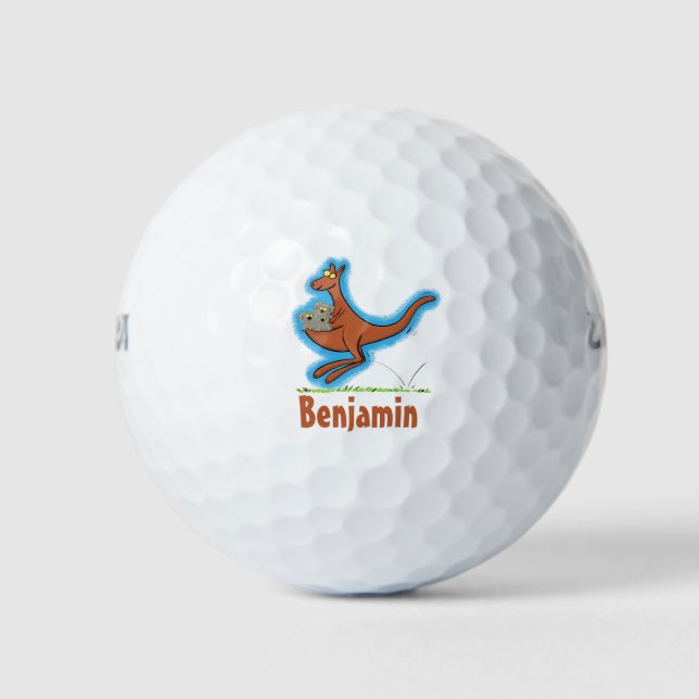 Pelotas De Golf Ilustracion personalizado canguro del humor austra (Anverso)