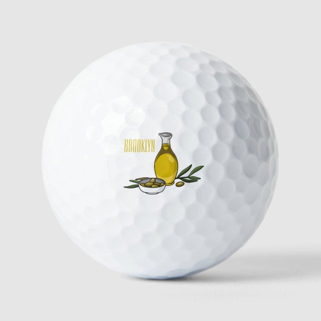 Pelotas De Golf Ilustracion personalizado de aceite de oliva (Anverso)