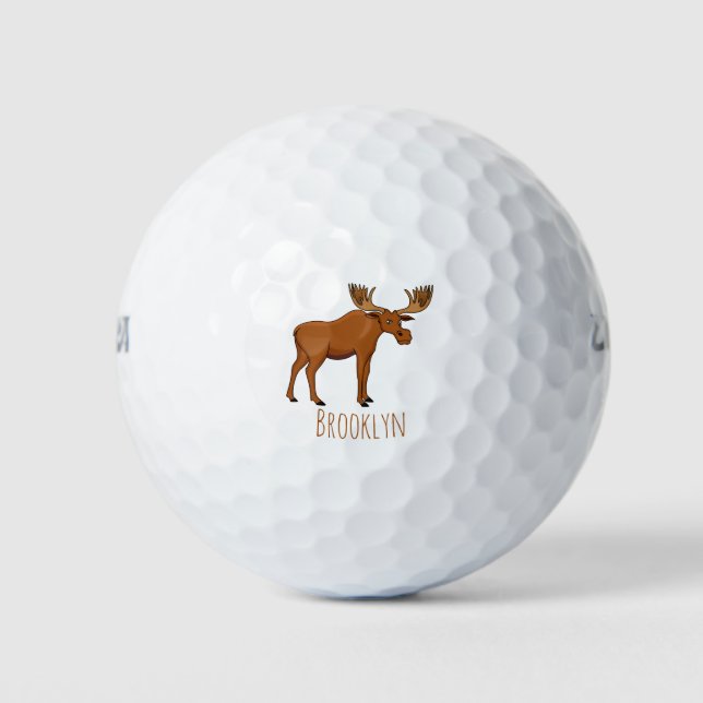 Pelotas De Golf Ilustracion personalizado de alce gracioso (Anverso)