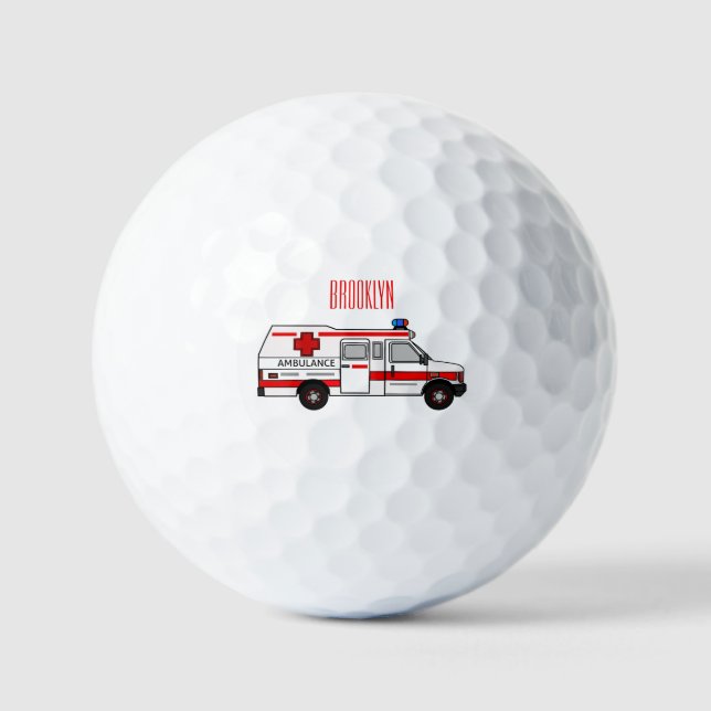 Pelotas De Golf Ilustracion personalizado de ambulancia (Anverso)