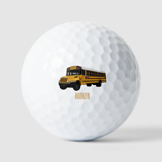 Pelotas De Golf Ilustracion personalizado de autobús escolar (Anverso)