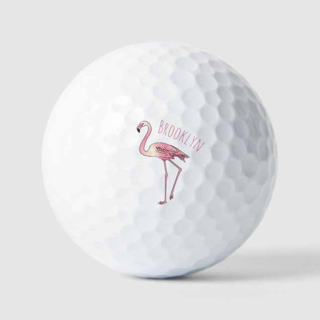 Pelotas De Golf Ilustracion personalizado de aves de Flamingo (Anverso)